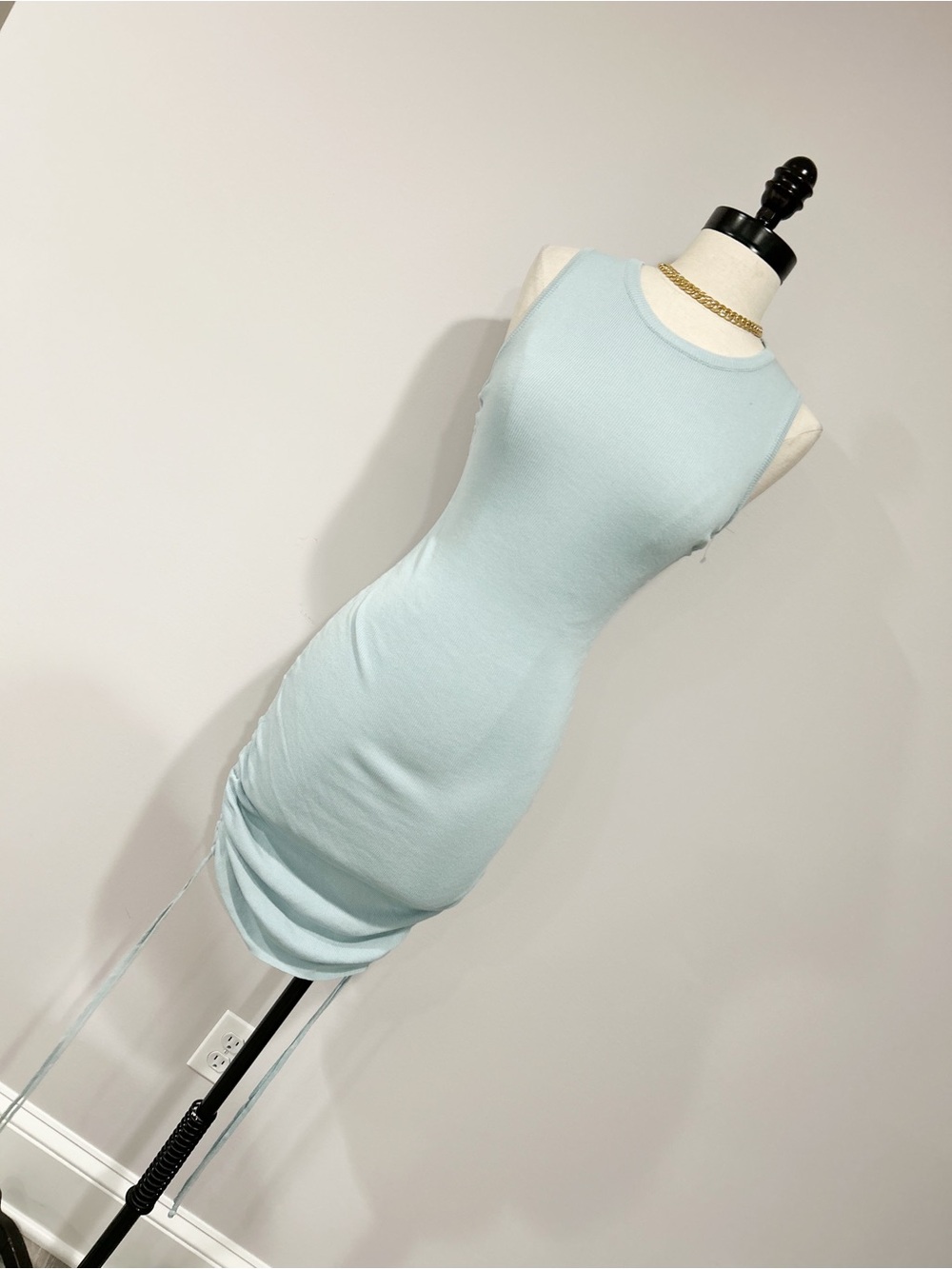 Lioness Pale Blue Sleeveless Ruched Bodycon Dress